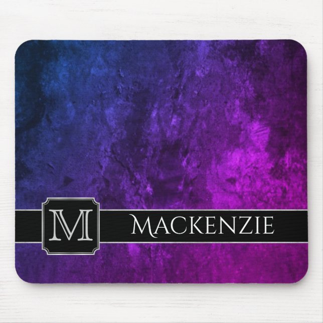 Mystic-Topaz Office | Name Purple Pink Blue Ombre Mouse Pad (Front)