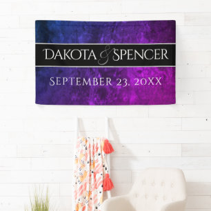Mystic-Topaz Wedding   Blue Purple Reception Party Banner