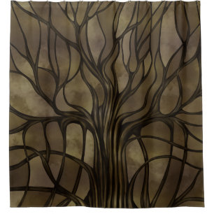 Mystic Tree of Life Mosaic Golden Sepia