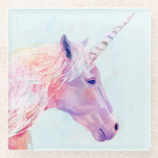 Mystic Unicorn Glass Coaster (Front)