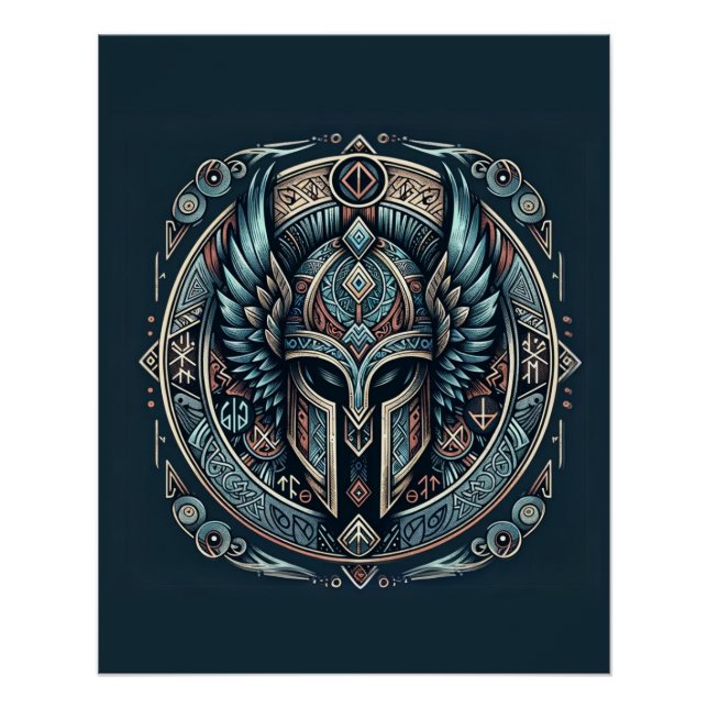 Mystic Viking Rune Helmet  Poster (Front)