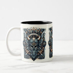 Mystic Viking Rune Helmet  Two-Tone Coffee Mug
