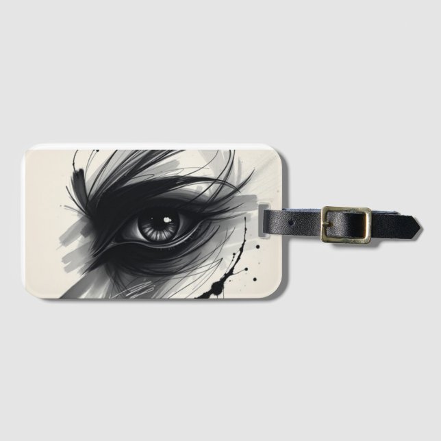 Mystic Vision - Black Ink Eye Art Luggage Tag (Front Horizontal)