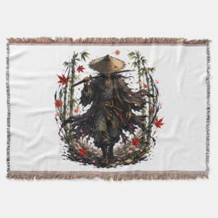 Mystic Wandering Ronin Mug   Samurai Warrior in Ba Throw Blanket