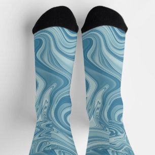 Mystic water painting blue colour design socks