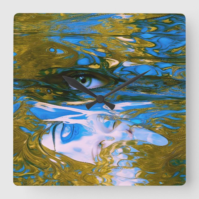 Mystic Waters Square Wall Clock (Front)