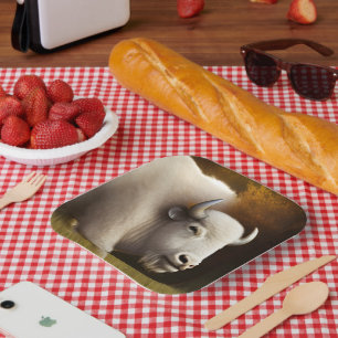 Mystic White Buffalo Digital Art    Paper Plate