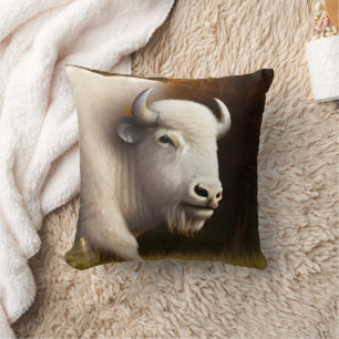 Mystic White Buffalo Digital Art Throw Pillow