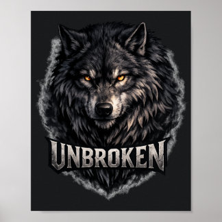 Mystic Wilderness Wolf Unbroken | Mountain Night Poster