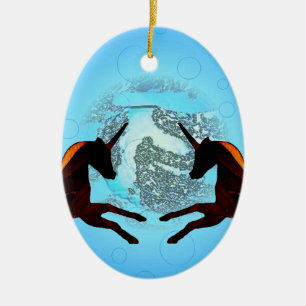 Mystic Winged Horse Unicorn Flying Pegasus 2 Ceramic Ornament