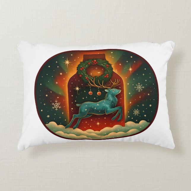 Mystic Winter Stag Accent Pillow (Front)