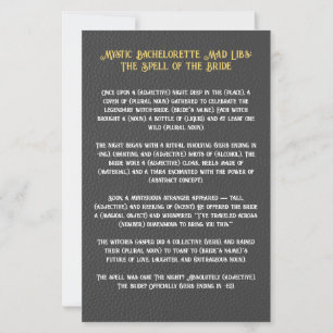 Mystic Witch Bachelorette Party Mad Libs