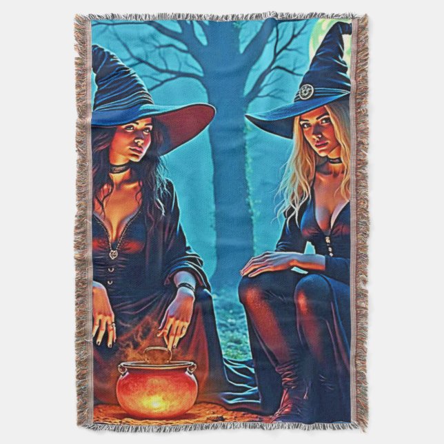 Mystic Witches Cauldron Spellbound Throw Blanket (Front Vertical)