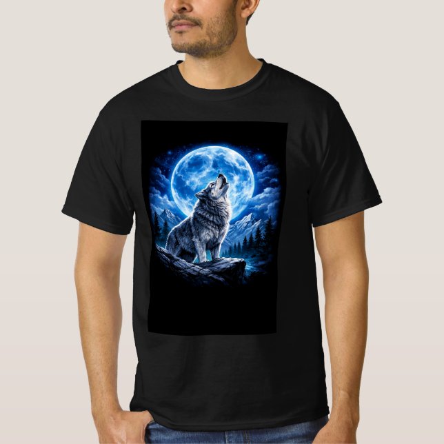 Mystic Wolf Howling T-Shirt (Front)