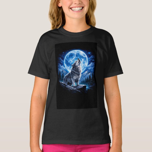 Mystic Wolf Howling T-Shirt (Front)