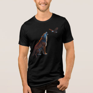 "Mystic Wolf: Moonlit Howl Nature-Inspired T-Shirt Tri-Blend Shirt
