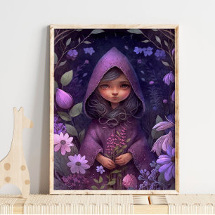 Mystic Woodland Purple Fairy   Fairy Wall Print
