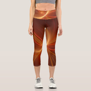 Mystical Abstract Fractal Art Modern Warm Colours Capri Leggings