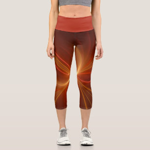 Mystical Abstract Fractal Art Modern Warm Colours Capri Leggings