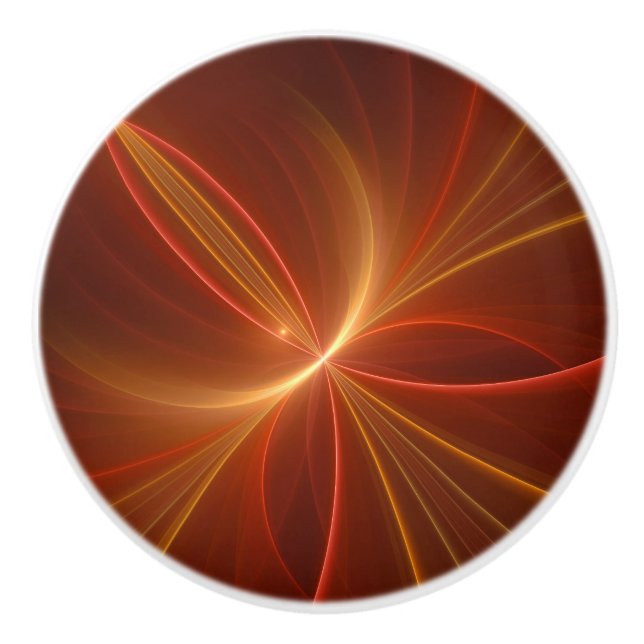 Mystical Abstract Fractal Art Modern Warm Colours Ceramic Knob (Front)