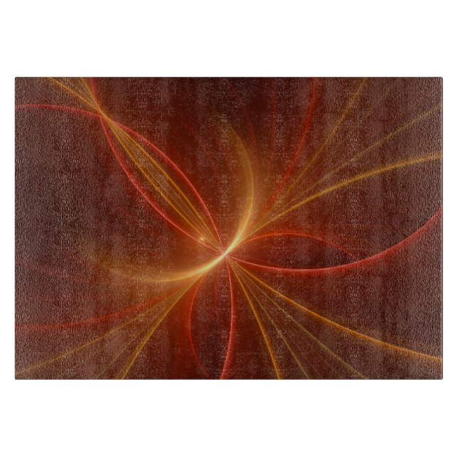 Mystical Abstract Fractal Art Modern Warm Colours Cutting Board (Front)