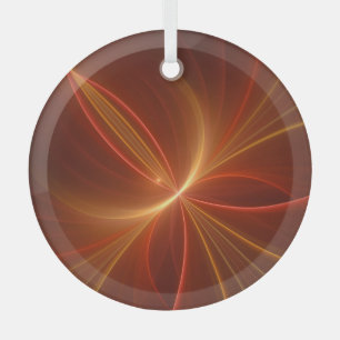 Mystical Abstract Fractal Art Modern Warm Colours Glass Ornament