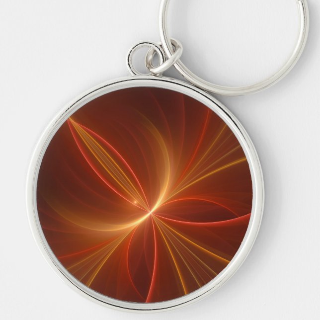 Mystical Abstract Fractal Art Modern Warm Colours Keychain (Front)