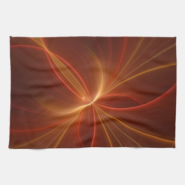 Mystical Abstract Fractal Art Modern Warm Colours Kitchen Towel (Horizontal)
