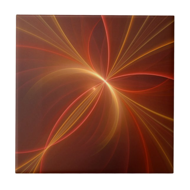 Mystical Abstract Fractal Art Modern Warm Colours Tile (Front)