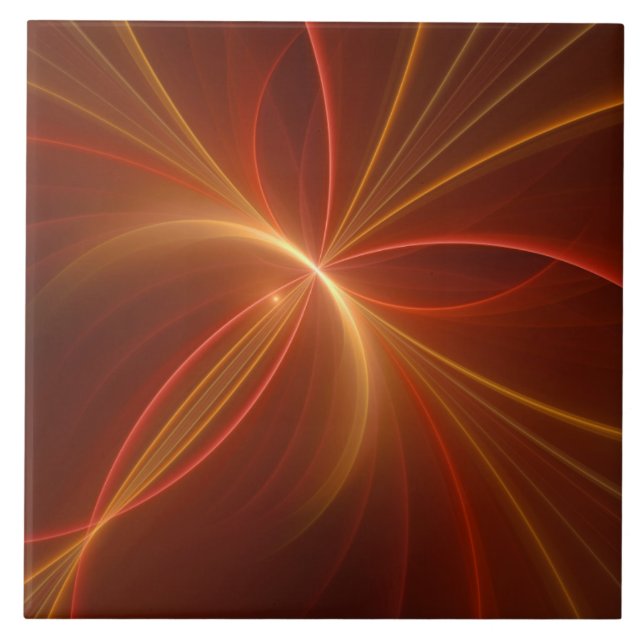 Mystical Abstract Fractal Art Modern Warm Colours Tile (Front)
