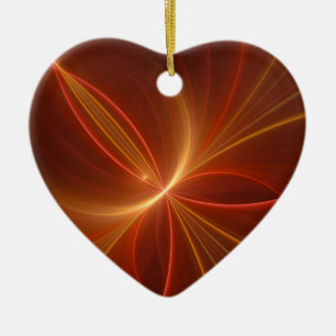 Mystical Abstract Fractal Modern Warm Colours Hear Ceramic Ornament