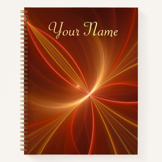 Mystical Abstract Fractal Modern Warm Colours Name Notebook (Front)