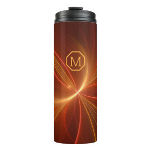 Mystical Abstract Fractal Warm Colours Monogram Thermal Tumbler