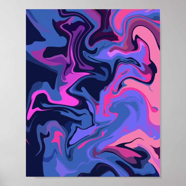 Mystical Abstract in Shades of Blue and Pink  Poster (Front)
