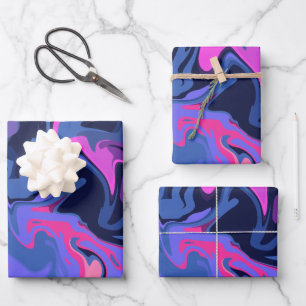 Mystical Abstract in Shades of Blue and Pink Wrapping Paper Sheet