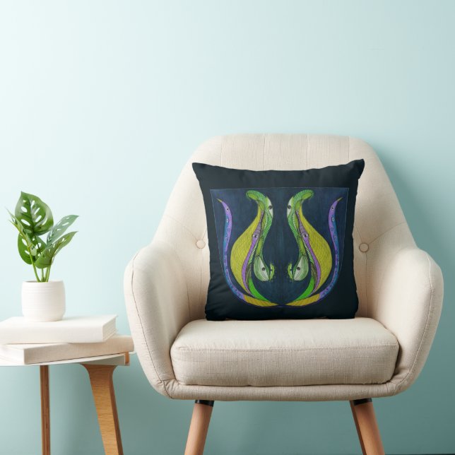 Mystical Abstract Love birds  Throw Pillow (Chair)