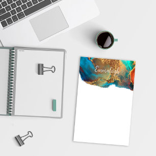Mystical Abstract Teal Coral Gold Stationery