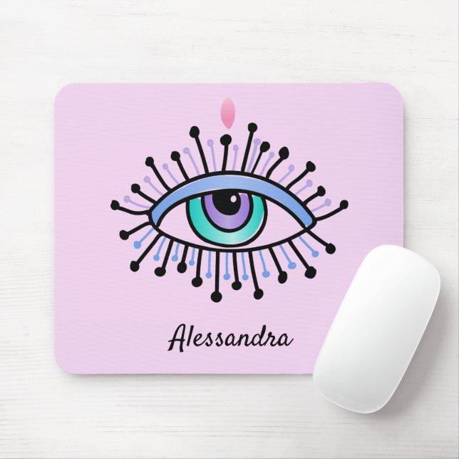 Mystical All-Seeing Eye Light  Pink Mouse Pad (With Mouse)