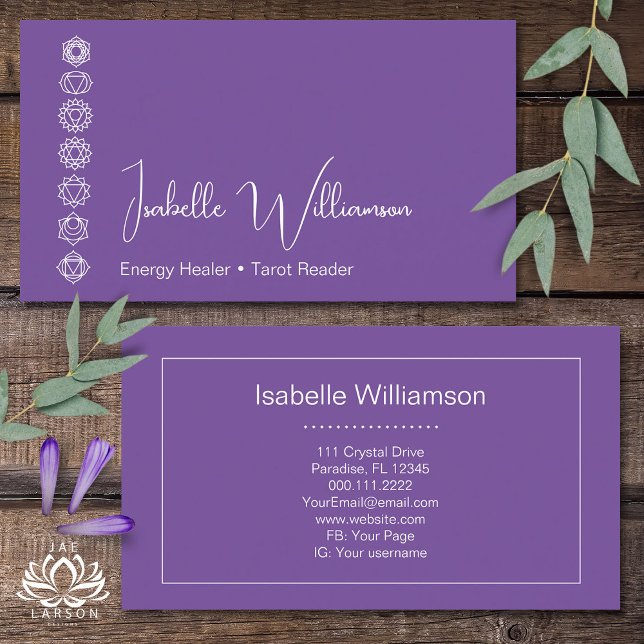 Mystical Amethyst Chakras Reiki Meditation Yoga Business Card (Creator Uploaded)