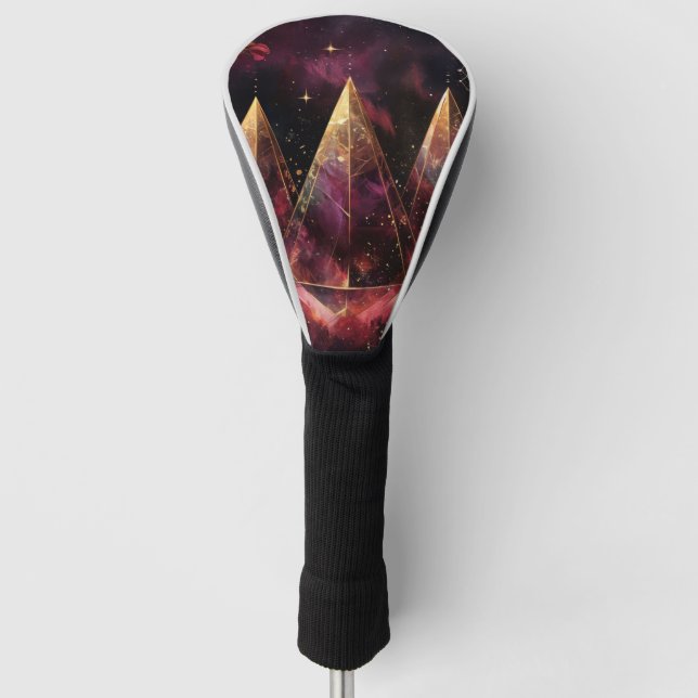 Mystical Amethyst Witchy Celestial Pattern Golf Head Cover (Front)