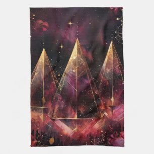 Mystical Amethyst Witchy Celestial Pattern Kitchen Towel