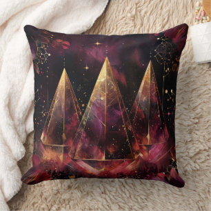 Mystical Amethyst Witchy Celestial Pattern Throw Pillow
