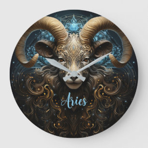 Mystical Aries Zodiac Artwork  Large Clock