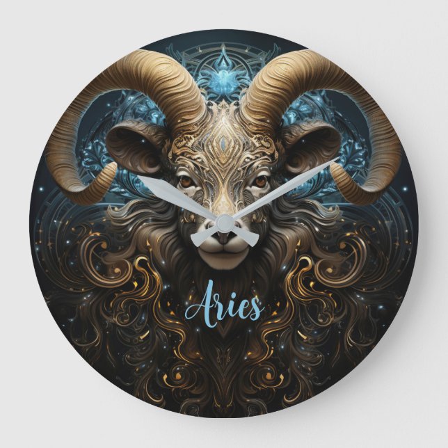 Mystical Aries Zodiac Artwork  Large Clock (Front)