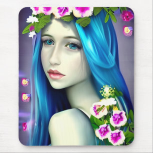 Mystical Art Beautiful Blue Fairy Mouse Pad