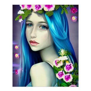 Mystical Art   Beautiful Blue Fairy  Poster
