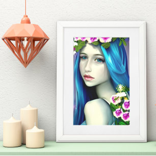 Mystical Art   Beautiful Blue Fairy  Poster