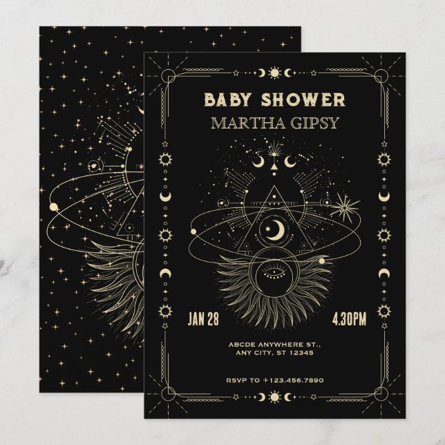 Mystical art moon celestial Baby shower Invitation (Front/Back)
