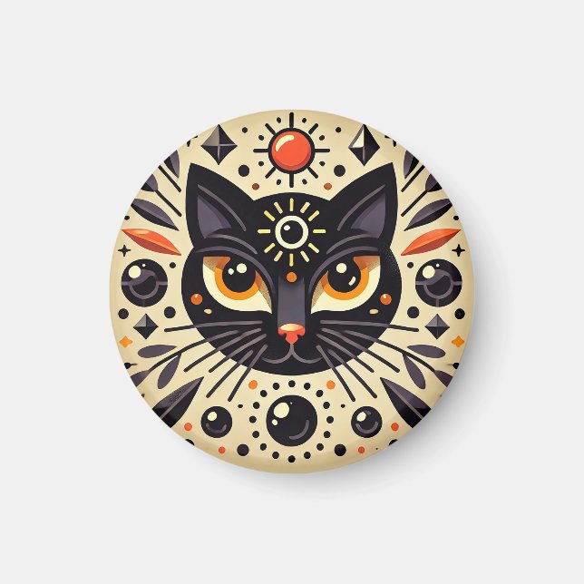 Mystical Artwork of a Black Cat  Magnet (Front)