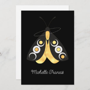 Mystical Astro Celestial Silver and Gold Moths Invitation